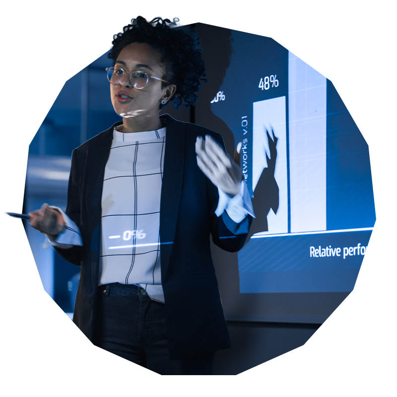 Woman presenting data