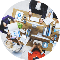 Collegues working at a desk