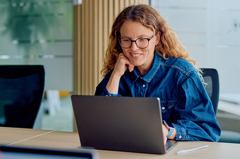 Woman working on laptop