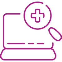 Device with magmagnifying glass icon