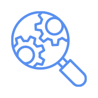 Magnifyer and gear icon
