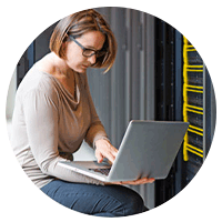 Woman working on a laptop