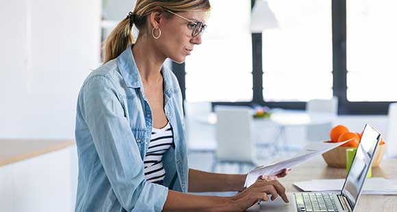 Woman working on a laptop