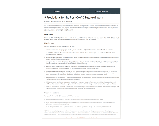 Gartner 9 Predictions for post-covid work Report