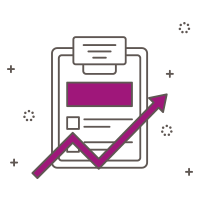 Illustrated icon a clipboard and forward arrow