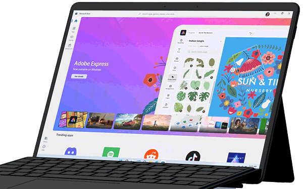 Adobe Express op een notebook