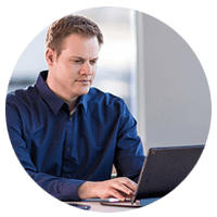 Businessman on notebook computer