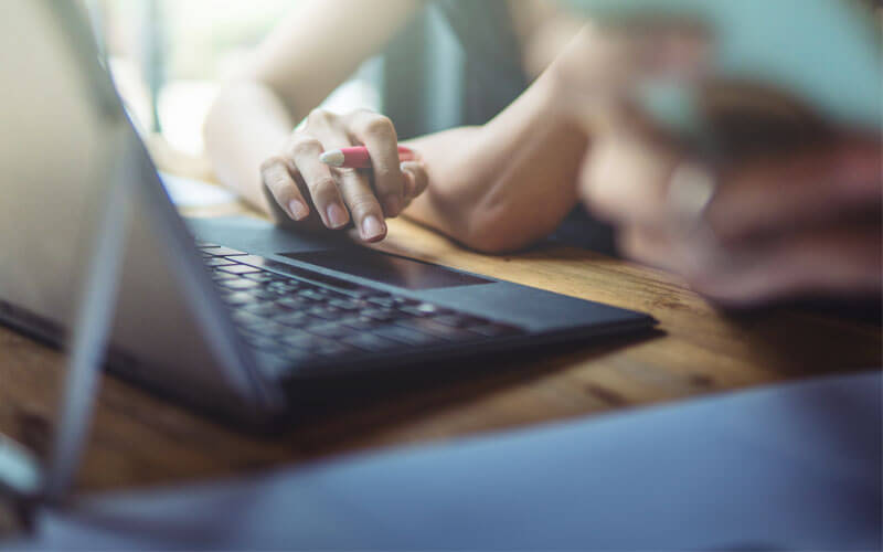 Hands on laptop keyboards